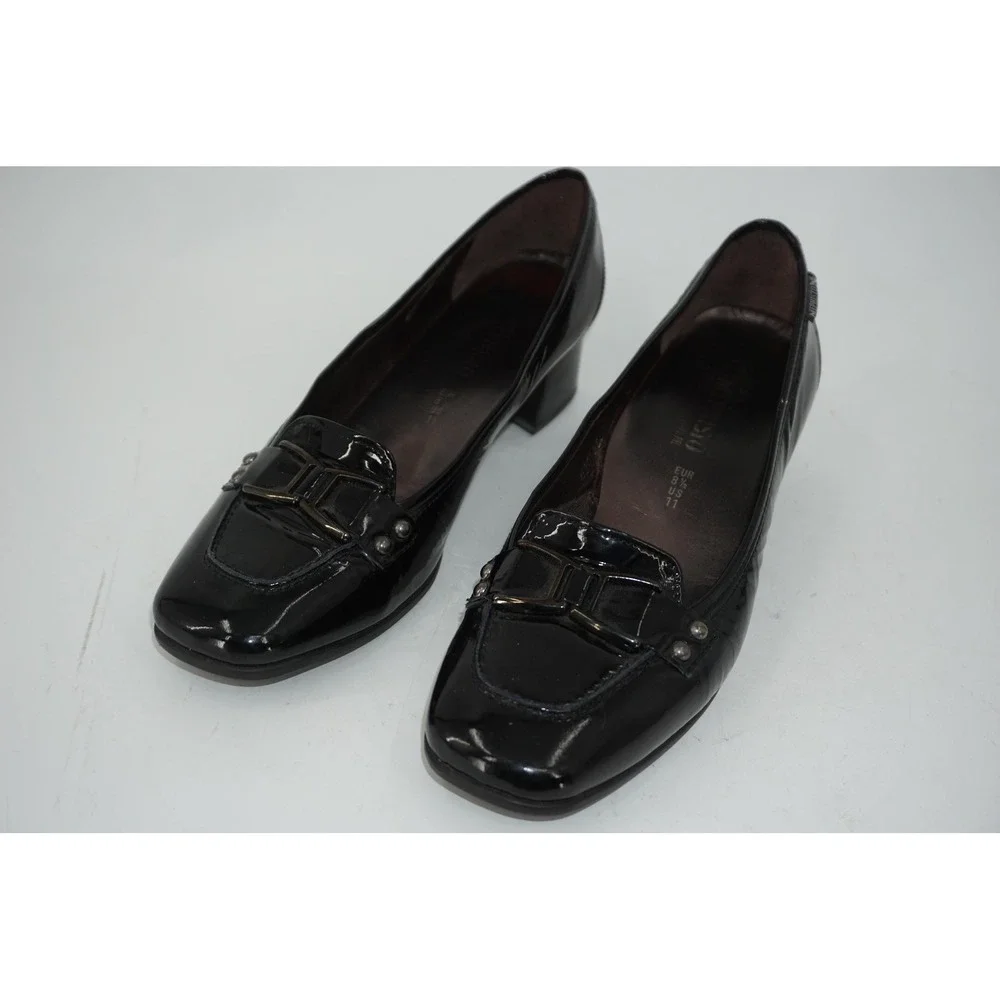 Mephisto Shoes Black‎ Patent Leather Pump Block Heel Studded Women's Size 11